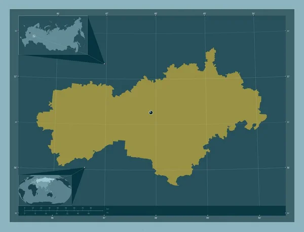 Mariy Republic Russia Solid Color Shape Corner Auxiliary Location Maps — Stockfoto