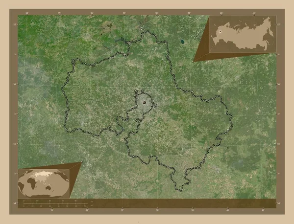 Moskva Region Russia Low Resolution Satellite Map Corner Auxiliary Location — Stok fotoğraf