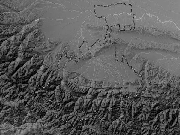 North Ossetia Republic Russia Grayscale Elevation Map Lakes Rivers — Stok fotoğraf