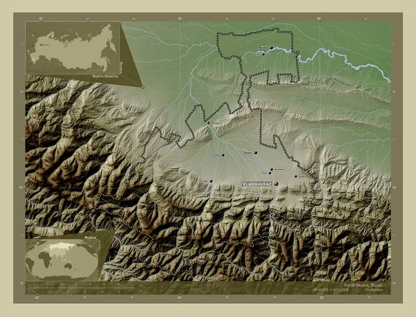 North Ossetia Republic Russia Elevation Map Colored Wiki Style Lakes — Foto de Stock