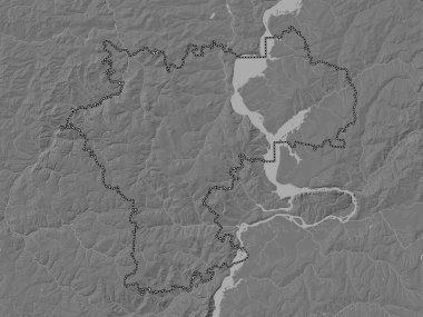 Ul'yanovsk, region of Russia. Bilevel elevation map with lakes and rivers