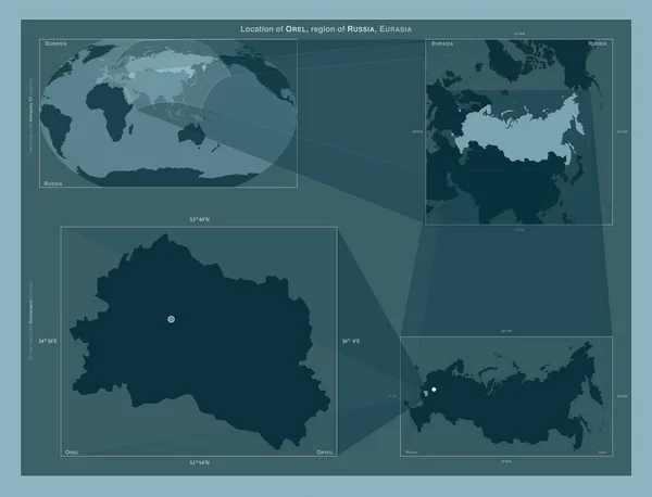 Орел Регіон Росії Діаграма Показує Розташування Регіону Мапах Великого Масштабу — стокове фото