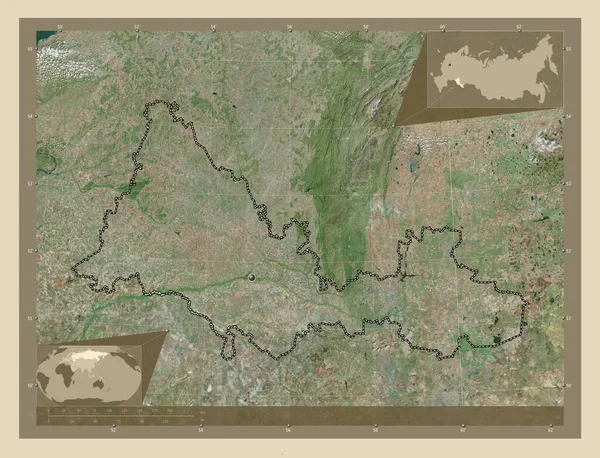 Orenburg Region Russia High Resolution Satellite Map Corner Auxiliary Location — Φωτογραφία Αρχείου