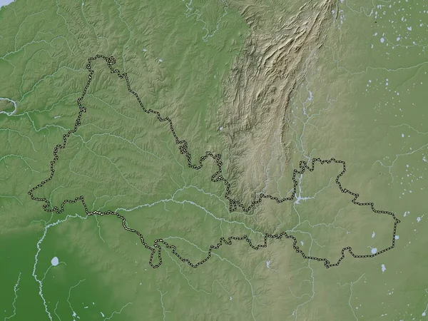 Orenburg Region Russia Elevation Map Colored Wiki Style Lakes Rivers — Stockfoto
