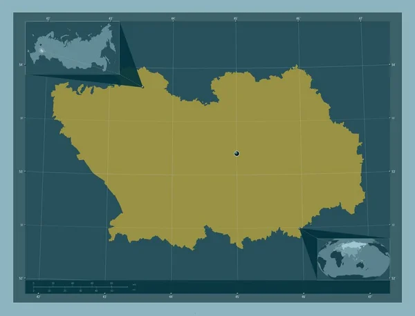 Penza Region Russia Solid Color Shape Corner Auxiliary Location Maps — ストック写真