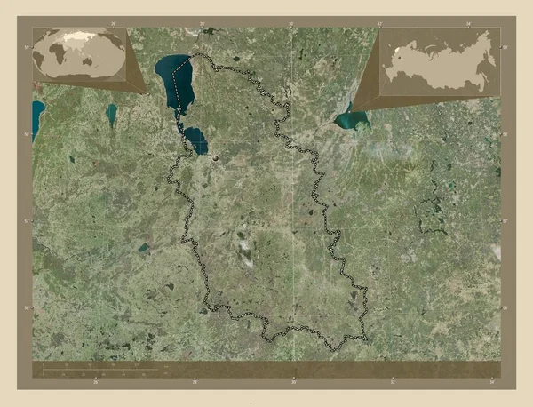 Pskov Region Russia High Resolution Satellite Map Corner Auxiliary Location — Foto de Stock