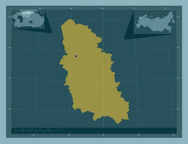 Pskov Region Russia Solid Color Shape Corner Auxiliary Location Maps — Stockfoto