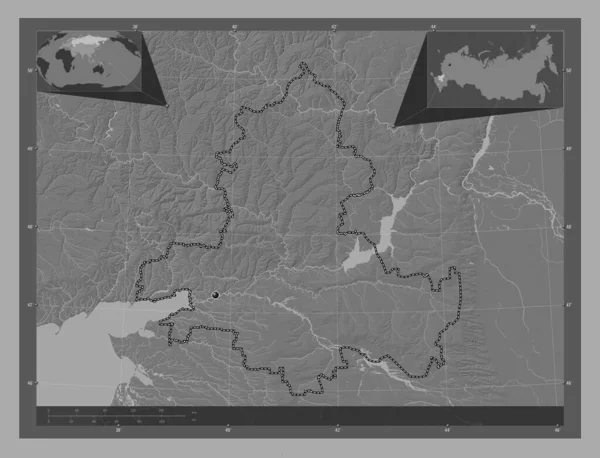 Rostov Region Russia Bilevel Elevation Map Lakes Rivers Corner Auxiliary — Stock fotografie