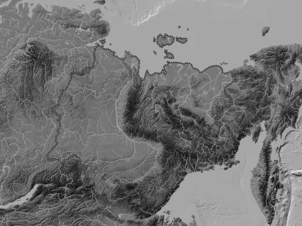 Саха Республіка Росії Мапа Висот Озерами Річками — стокове фото