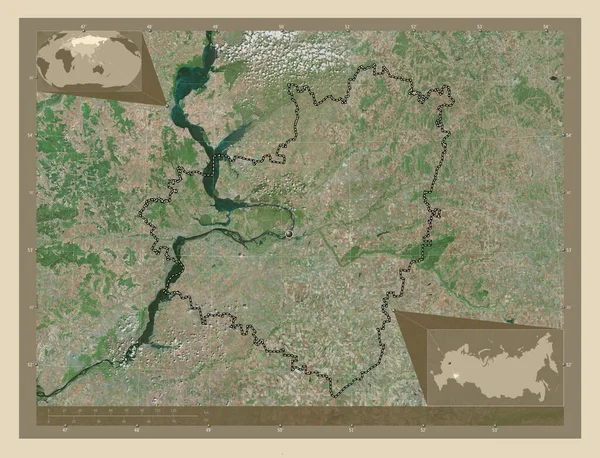 Samara Region Russia High Resolution Satellite Map Corner Auxiliary Location — Foto de Stock