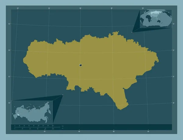Saratov Region Russia Solid Color Shape Corner Auxiliary Location Maps — Stockfoto