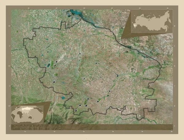 Stavropol Territory Russia High Resolution Satellite Map Locations Major Cities — Fotografia de Stock