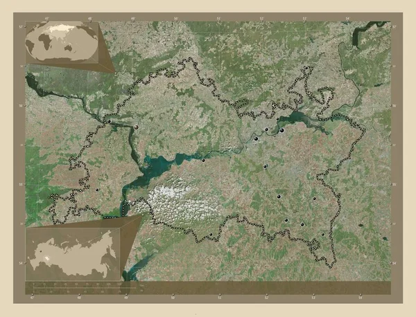 Tatarstan Republic Russia High Resolution Satellite Map Locations Major Cities — Foto Stock