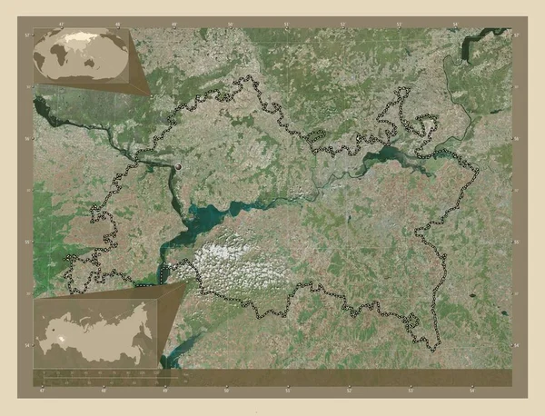 Tatarstan Republic Russia High Resolution Satellite Map Corner Auxiliary Location — Stockfoto