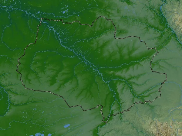 Tomsk Region Russia Colored Elevation Map Lakes Rivers — Fotografia de Stock