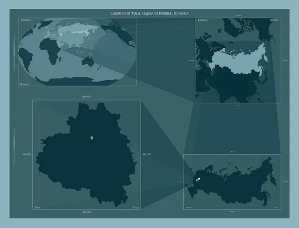 Tula Region Russia Diagram Showing Location Region Larger Scale Maps — Stockfoto