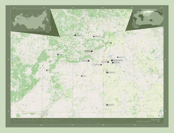 Tula Region Russia Open Street Map Locations Names Major Cities — Φωτογραφία Αρχείου