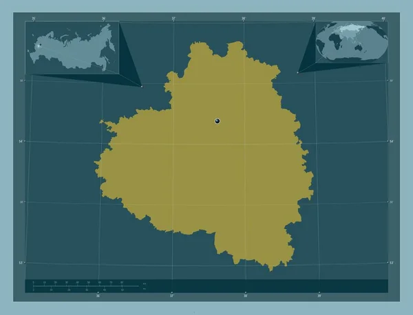 Tula Region Russia Solid Color Shape Corner Auxiliary Location Maps — ストック写真