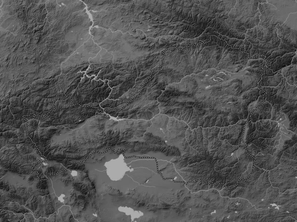 Tuva Republic Russia Grayscale Elevation Map Lakes Rivers — Stok fotoğraf