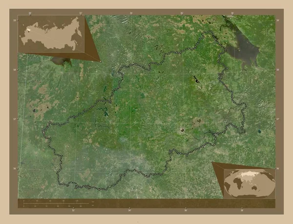 Tver Region Russia Low Resolution Satellite Map Corner Auxiliary Location — Stock Photo, Image