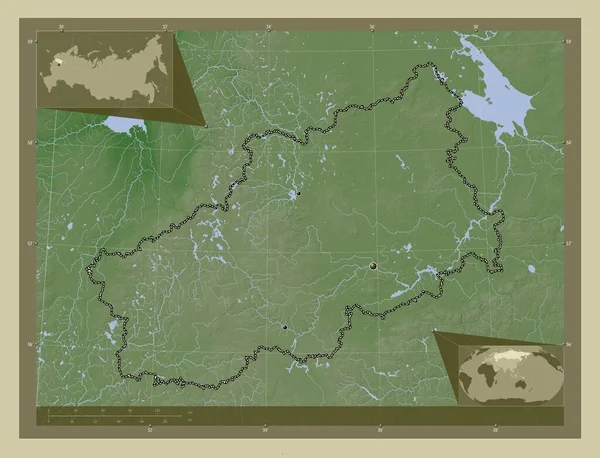 Твер Регіон Росії Висота Карти Забарвлена Вікі Стилі Озерами Річками — стокове фото