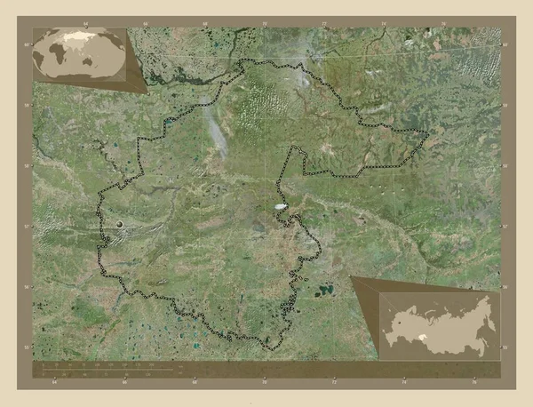 Tyumen Region Russia High Resolution Satellite Map Corner Auxiliary Location — Fotografia de Stock