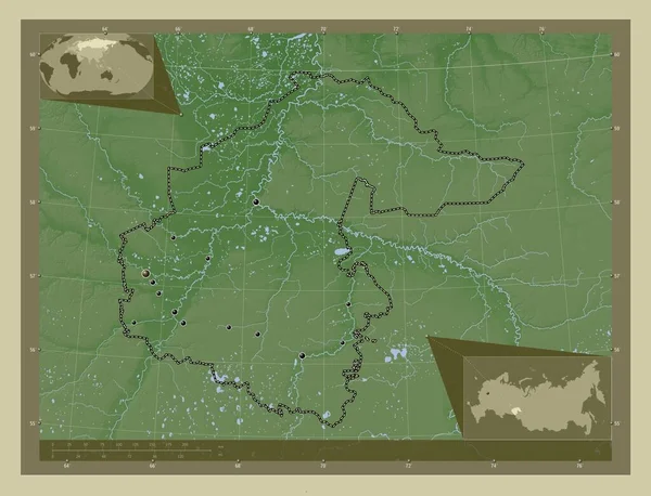 Tyumen Region Russia Elevation Map Colored Wiki Style Lakes Rivers — Stok fotoğraf