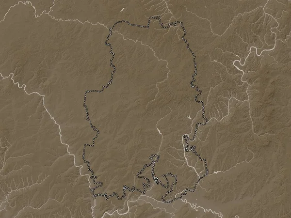 Udmurt Republic Russia Elevation Map Colored Sepia Tones Lakes Rivers — ストック写真