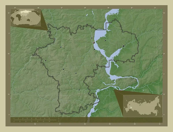 Yanovsk Region Russia Elevation Map Colored Wiki Style Lakes Rivers — Stok fotoğraf