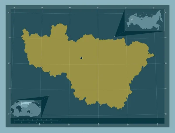Vladimir Region Russia Solid Color Shape Corner Auxiliary Location Maps — Stockfoto