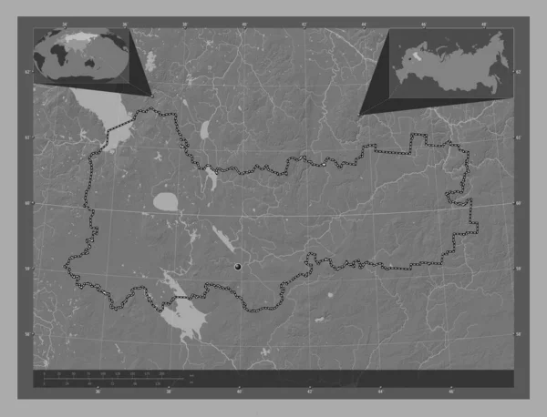 Vologda Region Russia Bilevel Elevation Map Lakes Rivers Corner Auxiliary — Stock fotografie