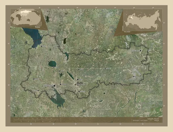 Vologda Region Russia High Resolution Satellite Map Locations Names Major — стоковое фото