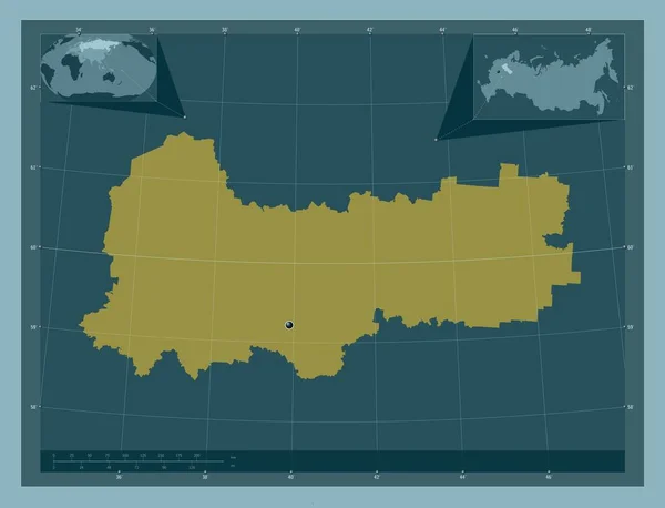 Vologda Region Russia Solid Color Shape Corner Auxiliary Location Maps — Stockfoto