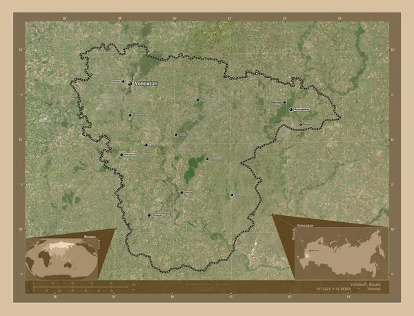 Voronezh Region Russia Low Resolution Satellite Map Locations Names Major — Φωτογραφία Αρχείου