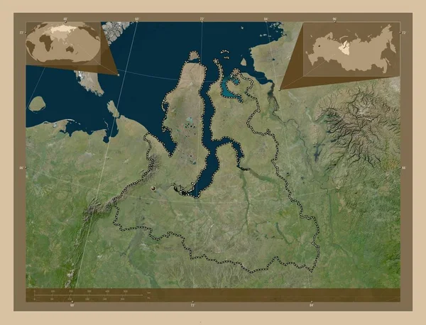 Yamal Nenets Autonomous Province Russia Low Resolution Satellite Map Corner — Stock fotografie