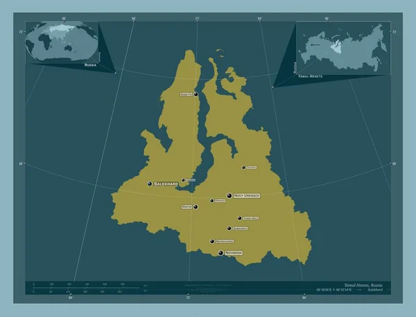 Yamal Nenets Autonomous Province Russia Solid Color Shape Locations Names — ストック写真