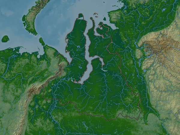 Yamal Nenets Autonomous Province Russia Colored Elevation Map Lakes Rivers —  Fotos de Stock