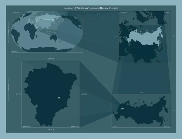 Yaroslavl Region Russia Diagram Showing Location Region Larger Scale Maps — Stockfoto