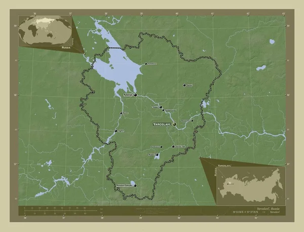 Yaroslavl Region Russia Elevation Map Colored Wiki Style Lakes Rivers — Stock fotografie