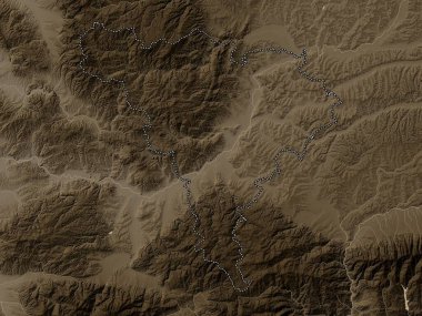 Alba, county of Romania. Elevation map colored in sepia tones with lakes and rivers