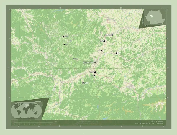Alba County Romania Open Street Map Locations Names Major Cities — Foto Stock