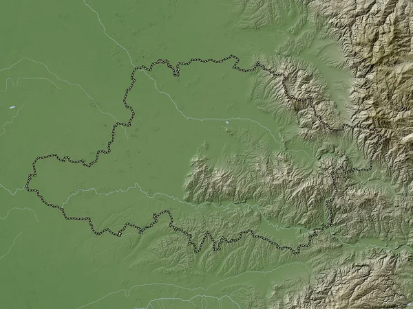 Arad County Romania Elevation Map Colored Wiki Style Lakes Rivers — Foto de Stock