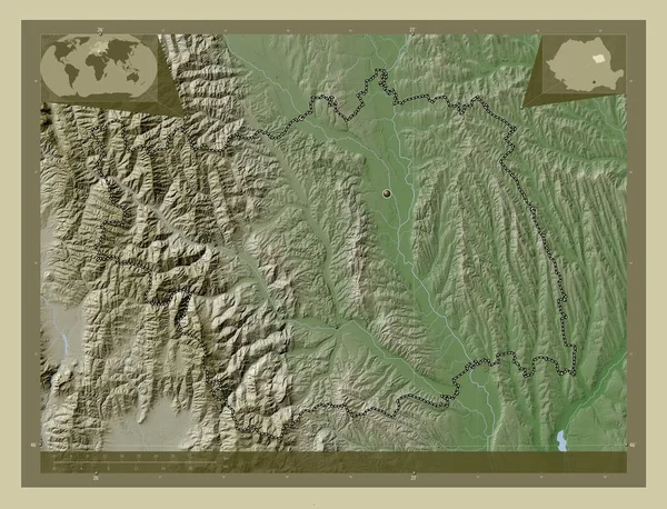 Bacau County Romania Elevation Map Colored Wiki Style Lakes Rivers — Stockfoto