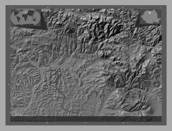 Bistrita Nasaud County Romania Bilevel Elevation Map Lakes Rivers Corner — Stockfoto