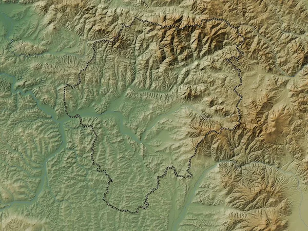 Bistrita Nasaud County Romania Colored Elevation Map Lakes Rivers — Stockfoto