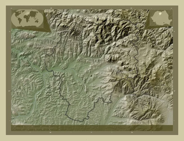 Bistrita Nasaud County Romania Elevation Map Colored Wiki Style Lakes — Stockfoto