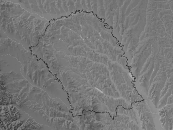 Botosani County Romania Grayscale Elevation Map Lakes Rivers — ストック写真
