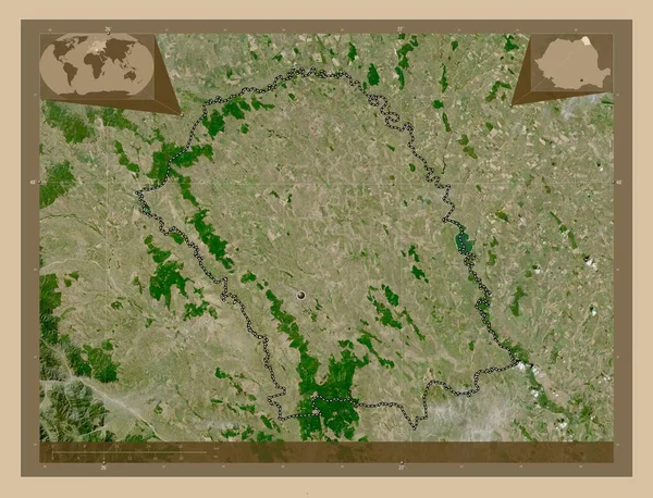 Botosani County Romania Low Resolution Satellite Map Corner Auxiliary Location — Foto de Stock