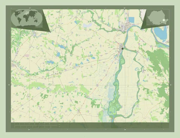 Braila County Romania Open Street Map Corner Auxiliary Location Maps — стоковое фото