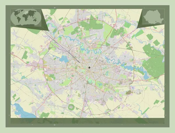 Бухарест Муніципалітет Румунії Відкрита Карта Вулиць Кутові Допоміжні Карти Місцезнаходження — стокове фото